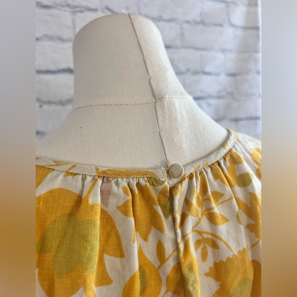 Boden Floral Dress 100% Linen Yellow & White Garden Girly Geek Chic Nerd - Picture 11 of 12